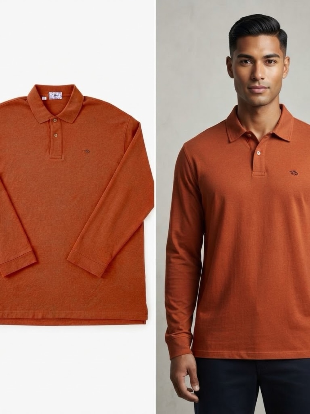 Southern Tide Long-Sleeve Polo in Rust Orange